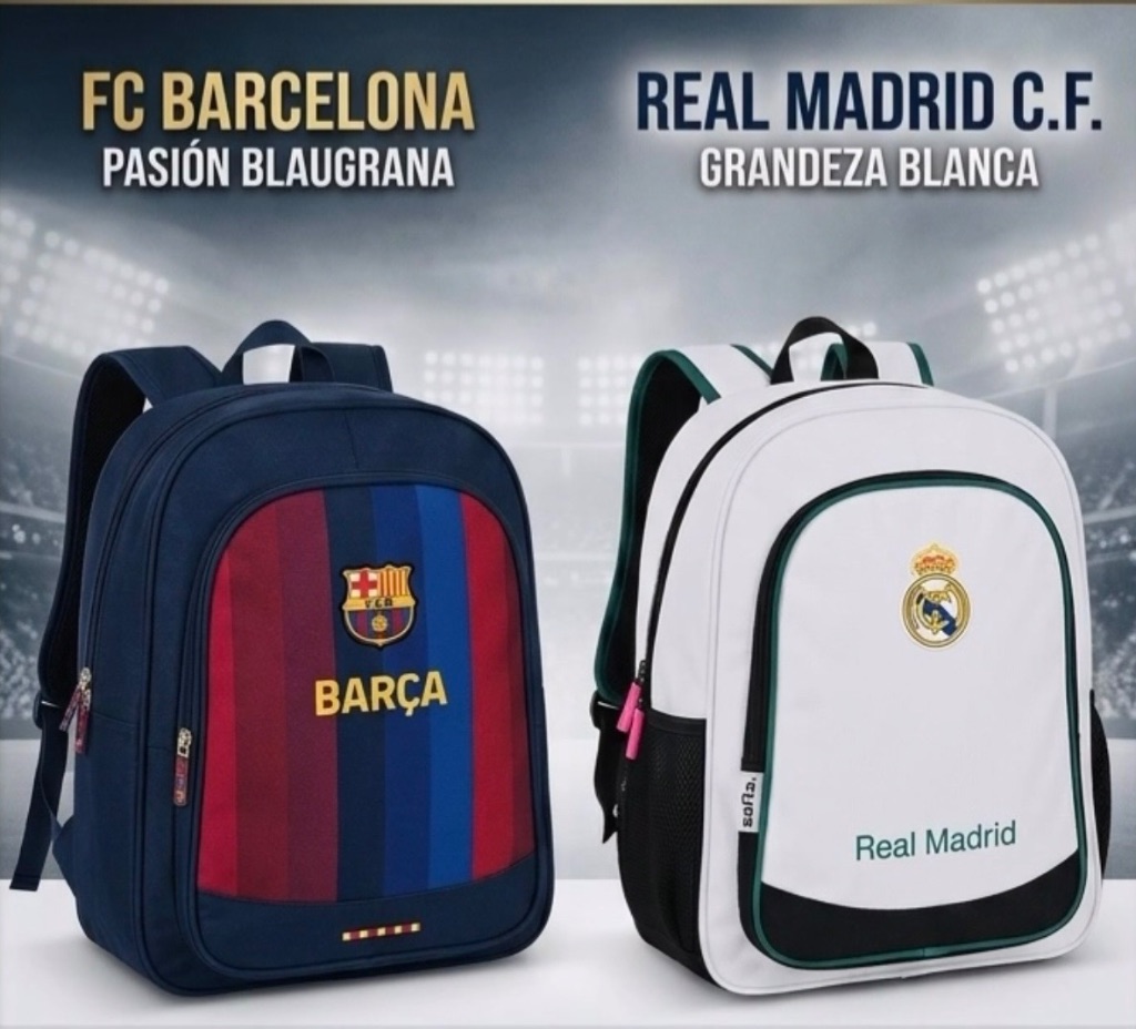 Mochilas FC Barcelona y Real Madrid